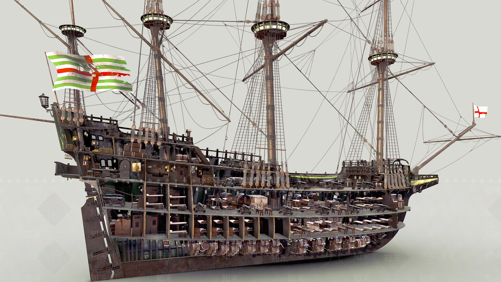 现代大帆船3D模型下载【ID:1158828235】