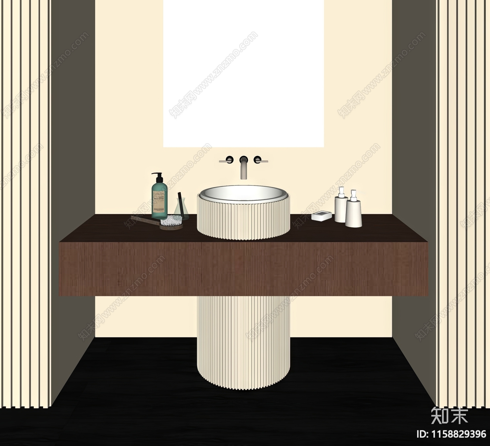 现代卫生间洗手台SU模型下载【ID:1158829396】