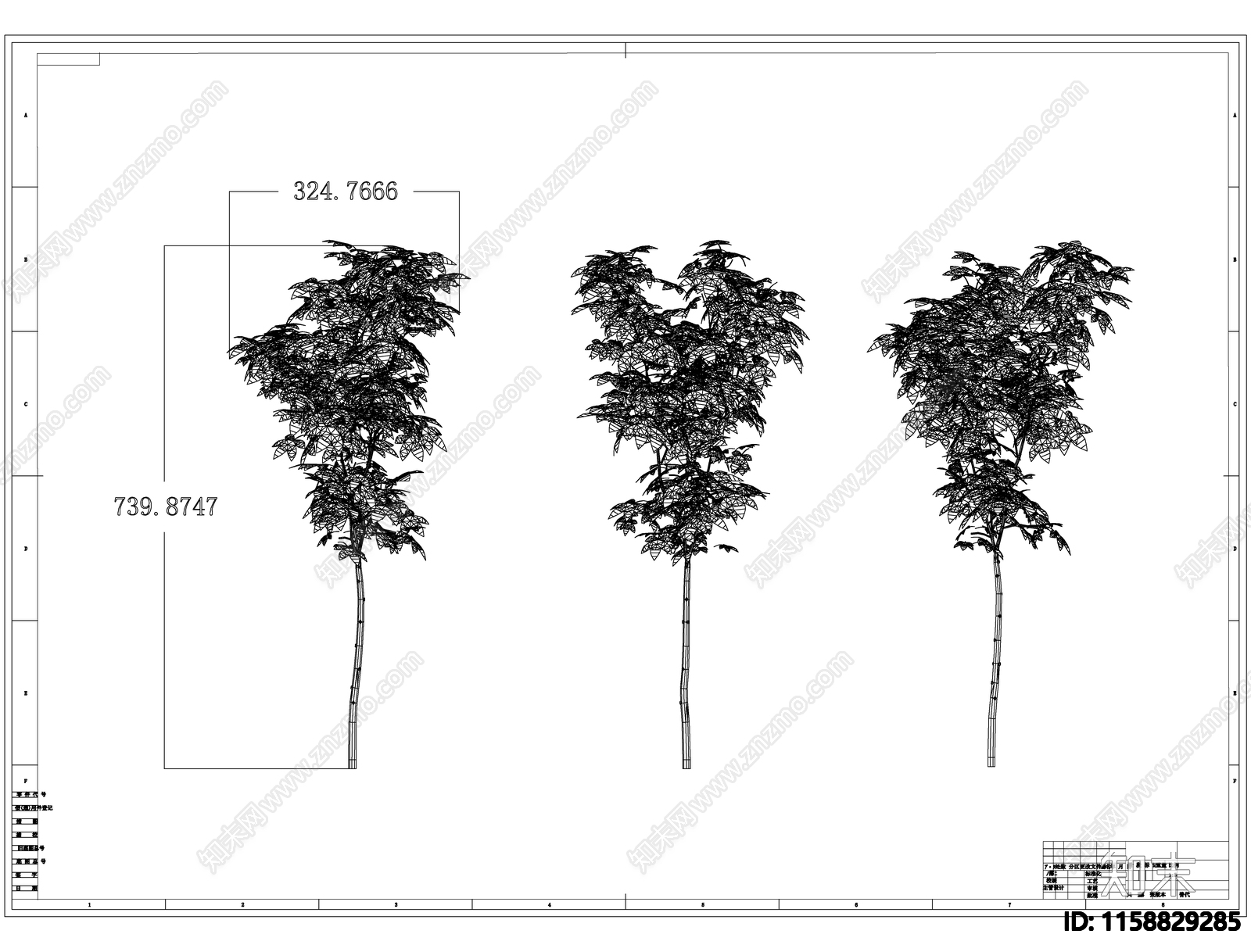 植物乔木线稿图设计cad施工图下载【ID:1158829285】