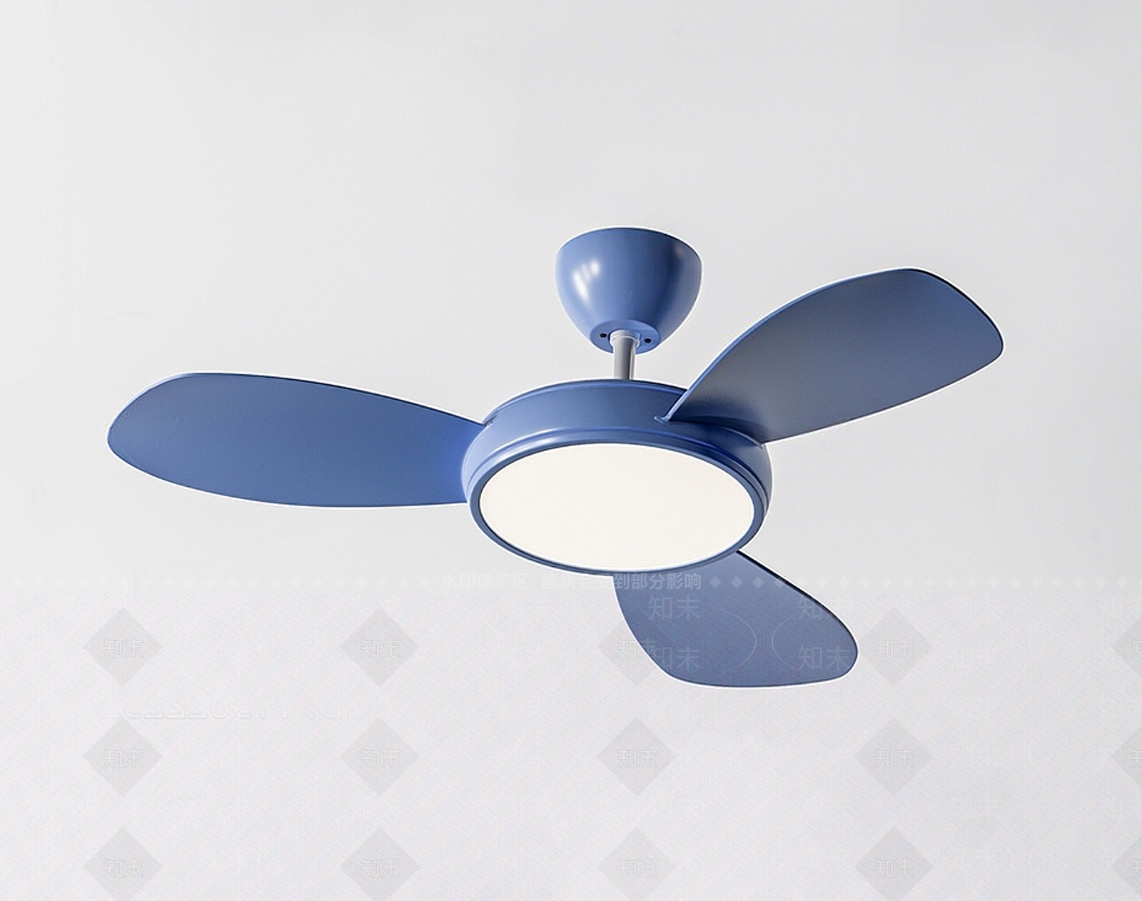 现代简约蓝色风扇灯SU模型下载【ID:1158930171】