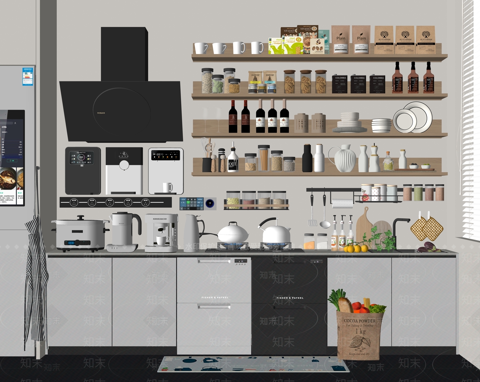 厨房用品组合SU模型下载【ID:1158832400】