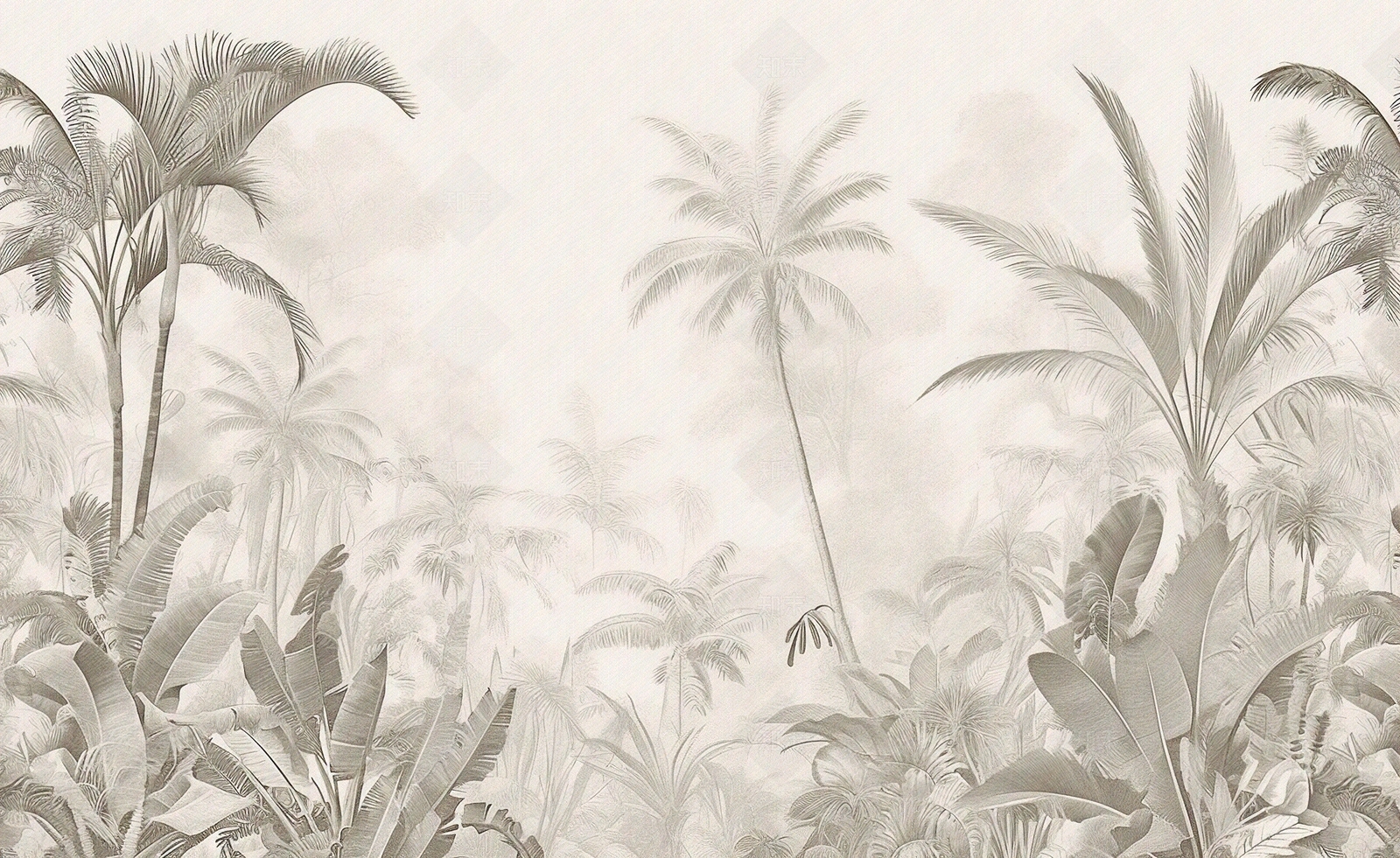 热带雨林文艺植物壁画贴图下载【ID:1158834703】