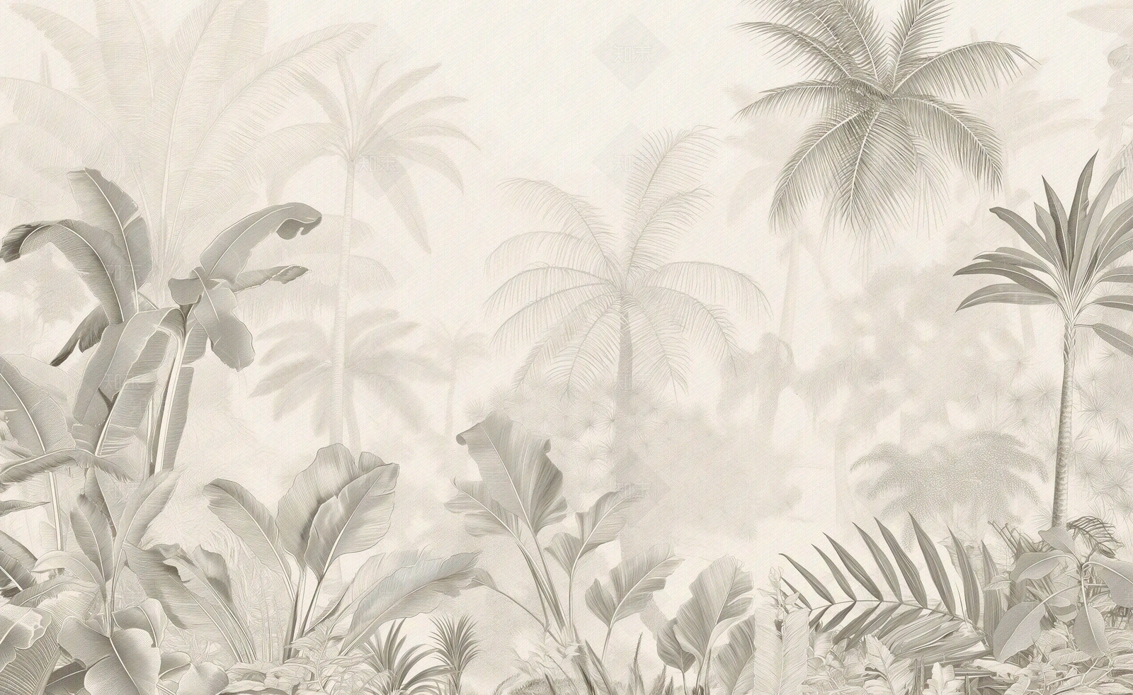 热带雨林文艺植物壁画贴图下载【ID:1158835239】