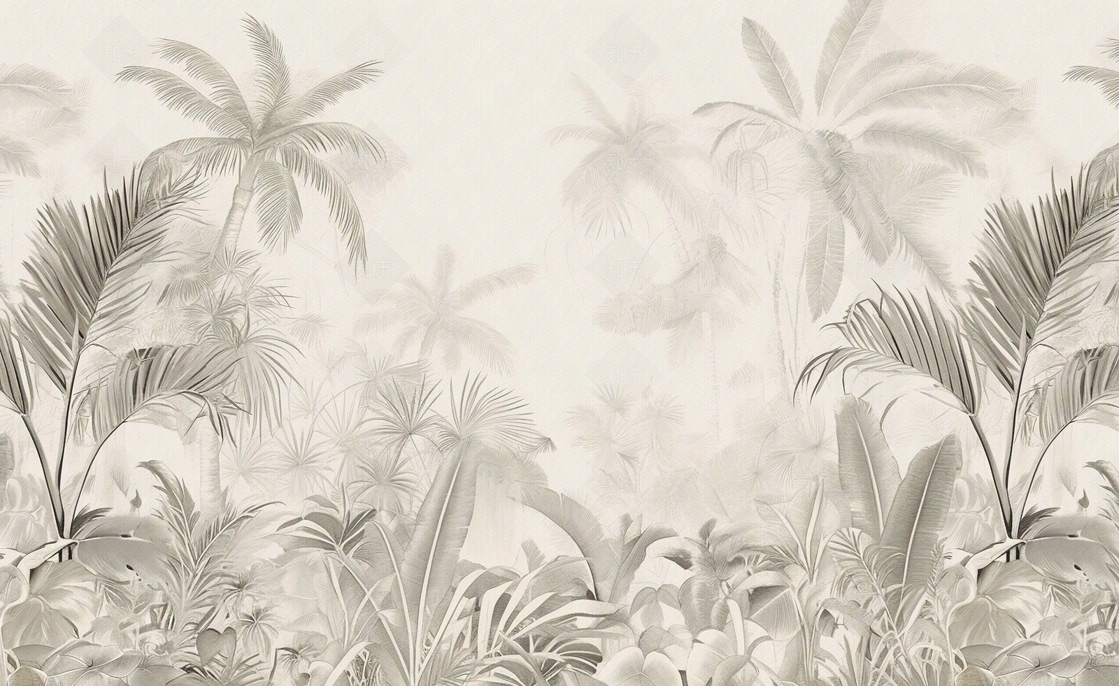 热带雨林文艺植物壁画贴图下载【ID:1158835609】