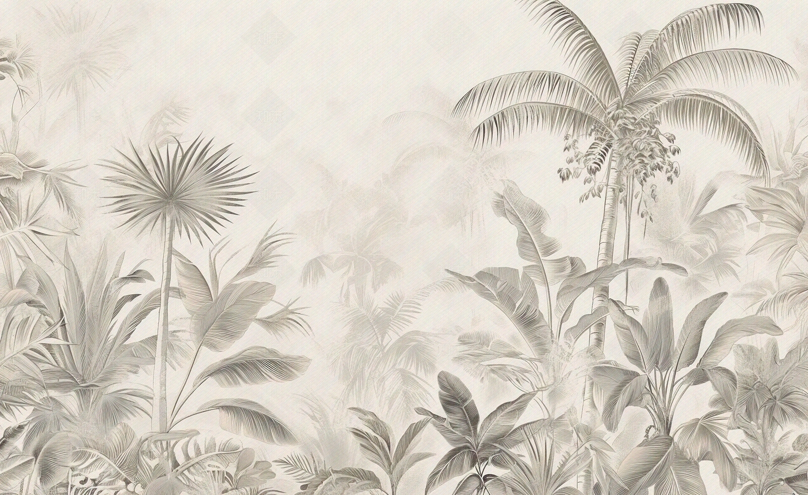 热带雨林文艺植物壁画贴图下载【ID:1158835995】