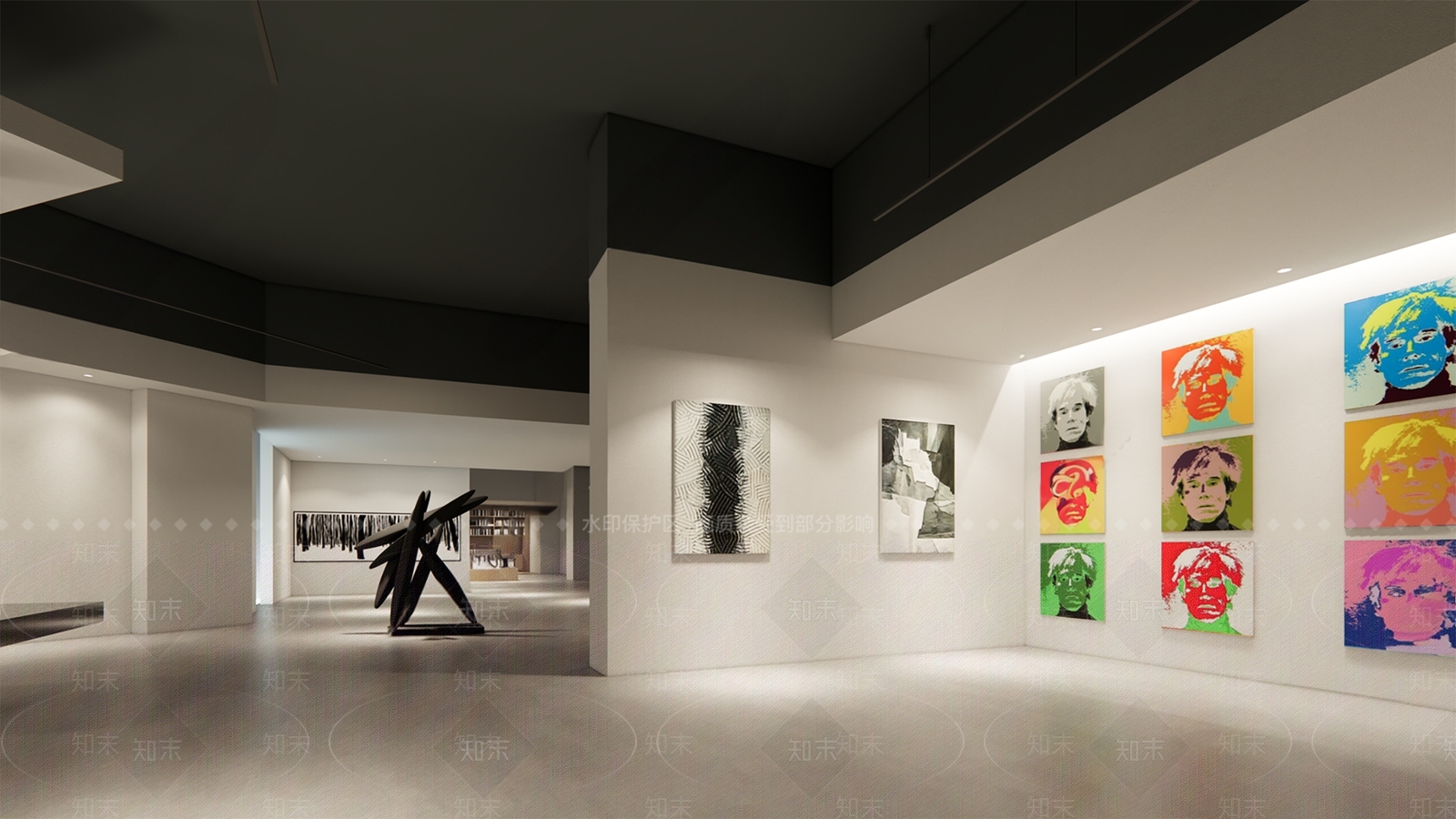 现代艺术展厅3D模型下载【ID:1158840931】