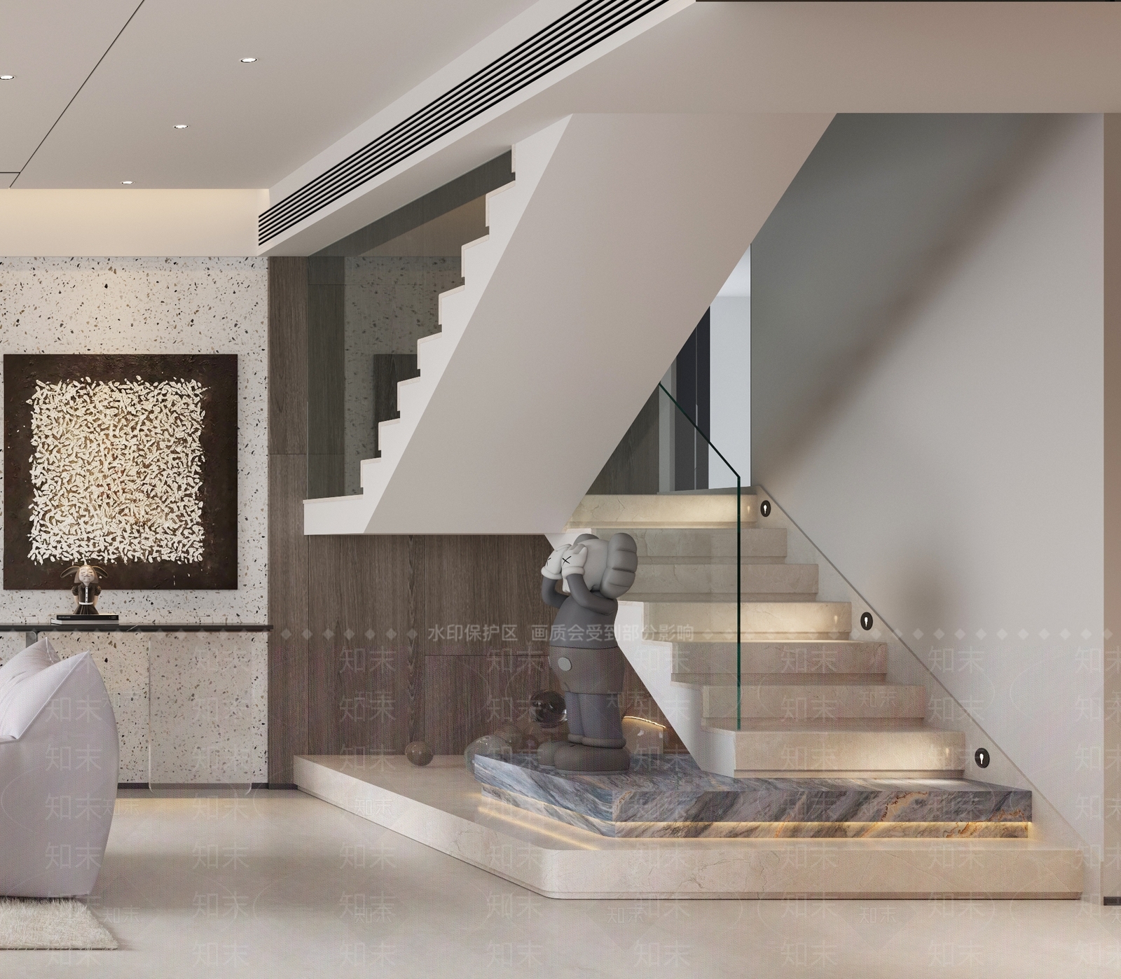 现代扶手楼梯3D模型下载【ID:1158844792】