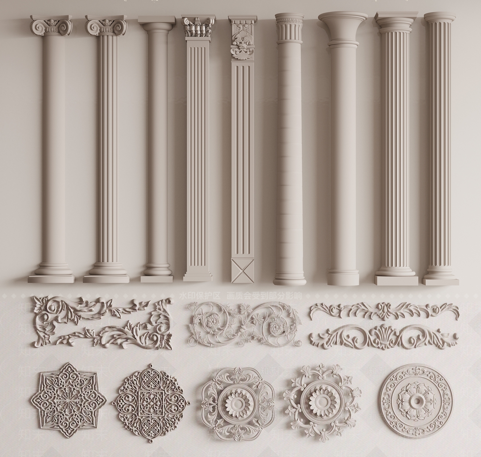 欧式罗马柱SU模型下载【ID:1158843797】