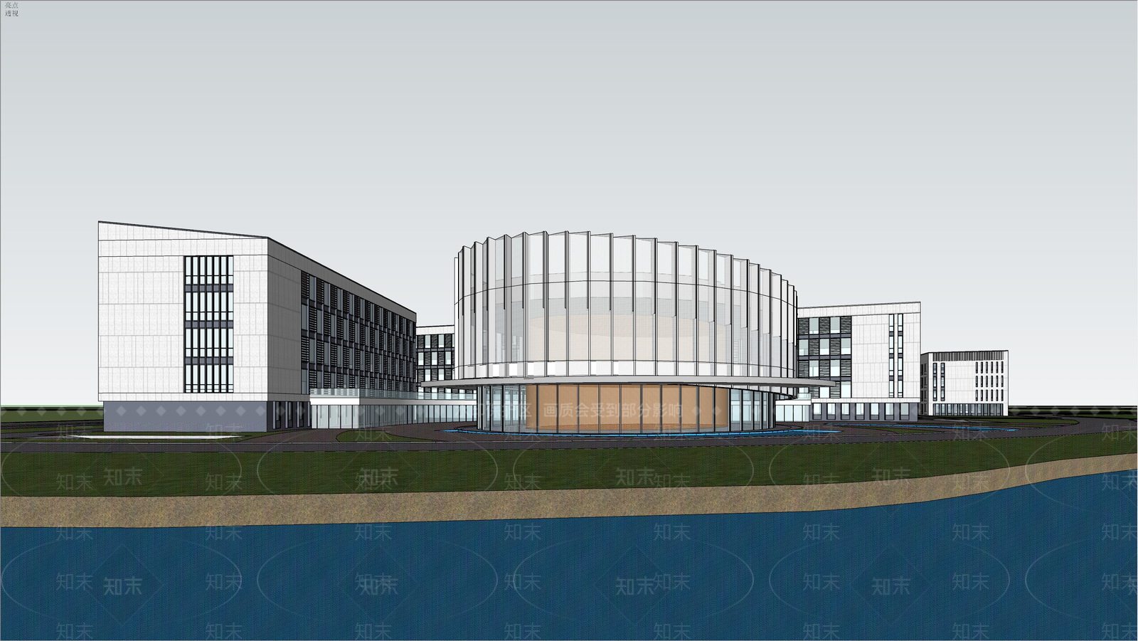 现代大学教学楼SU模型下载【ID:1158844174】