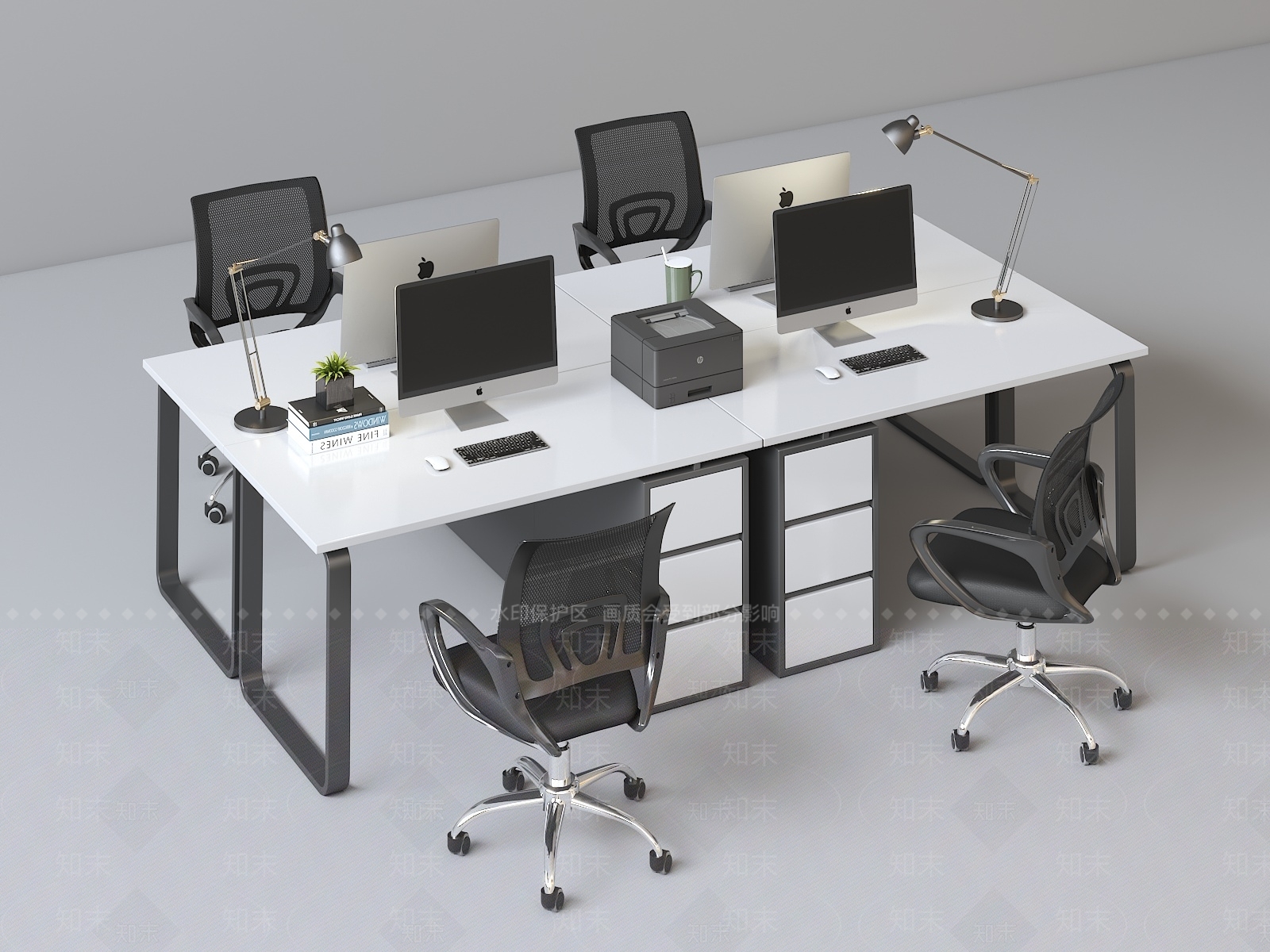 现代办公桌椅3D模型下载【ID:1158845107】