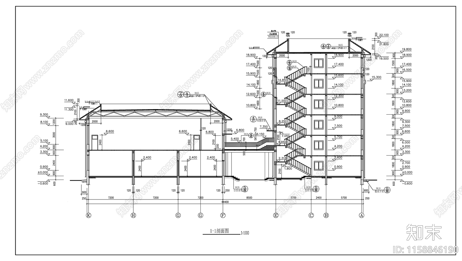 学校宿舍食堂建筑施工图下载【ID:1158846190】