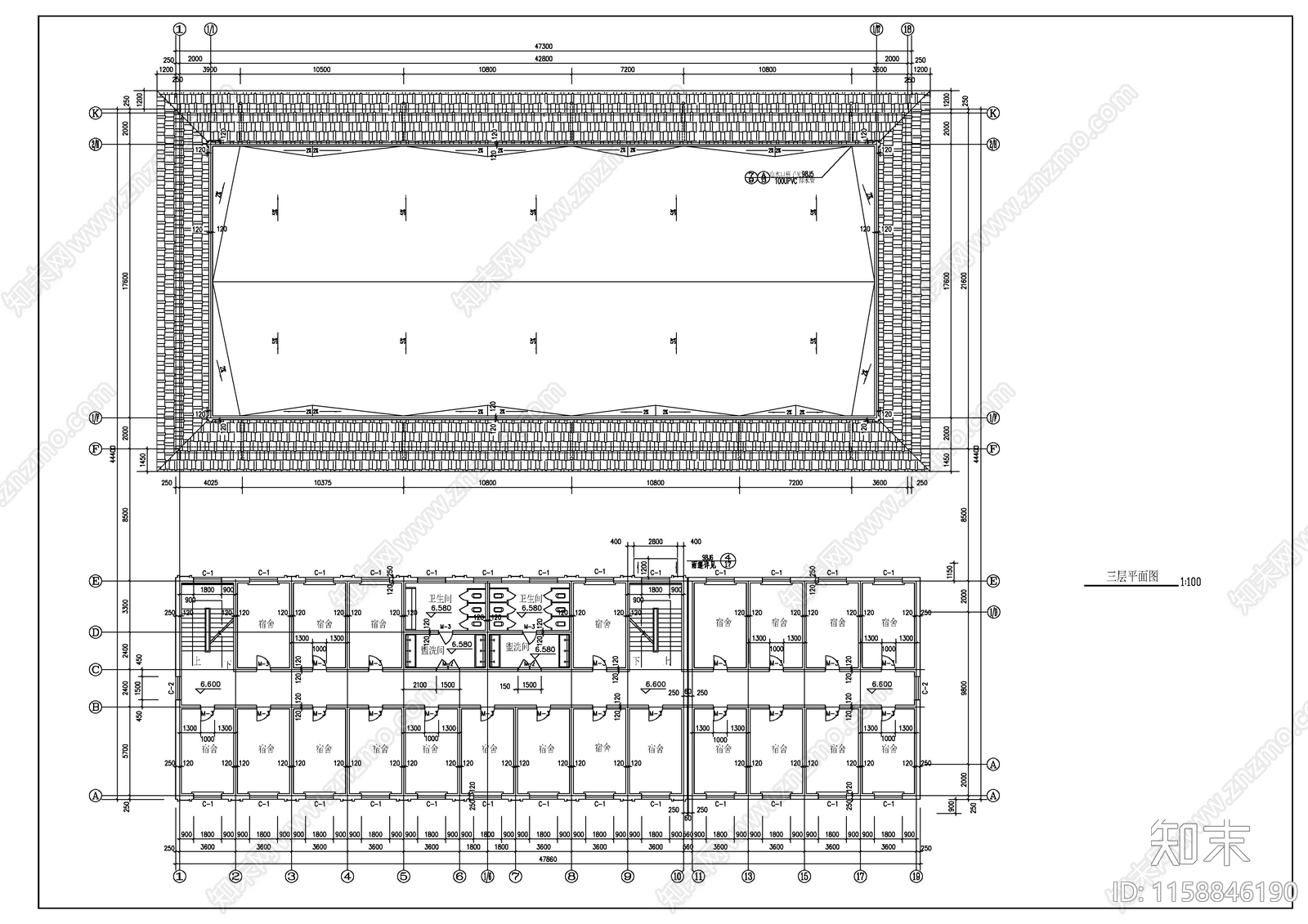 学校宿舍食堂建筑施工图下载【ID:1158846190】