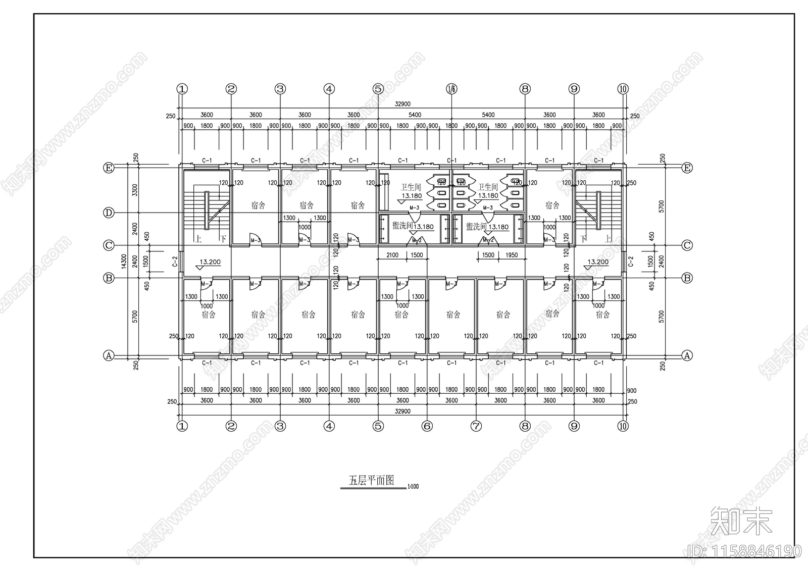 学校宿舍食堂建筑施工图下载【ID:1158846190】