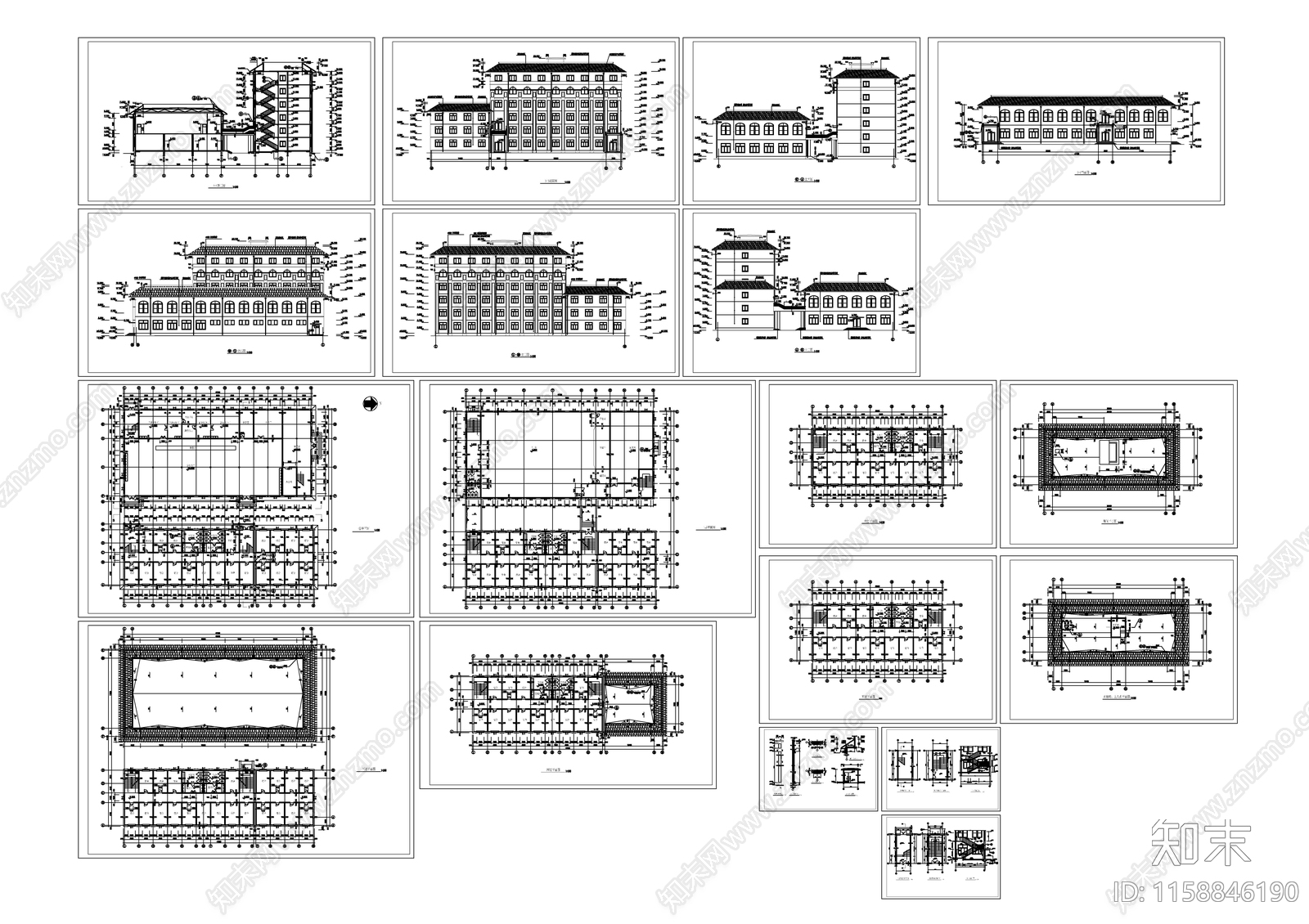 学校宿舍食堂建筑施工图下载【ID:1158846190】