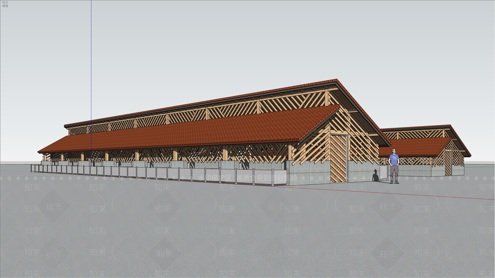 新中式牲口卷棚建筑SU模型下载【ID:1158847169】