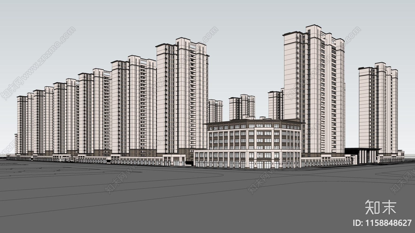 现代新亚洲住宅小区SU模型下载【ID:1158848627】