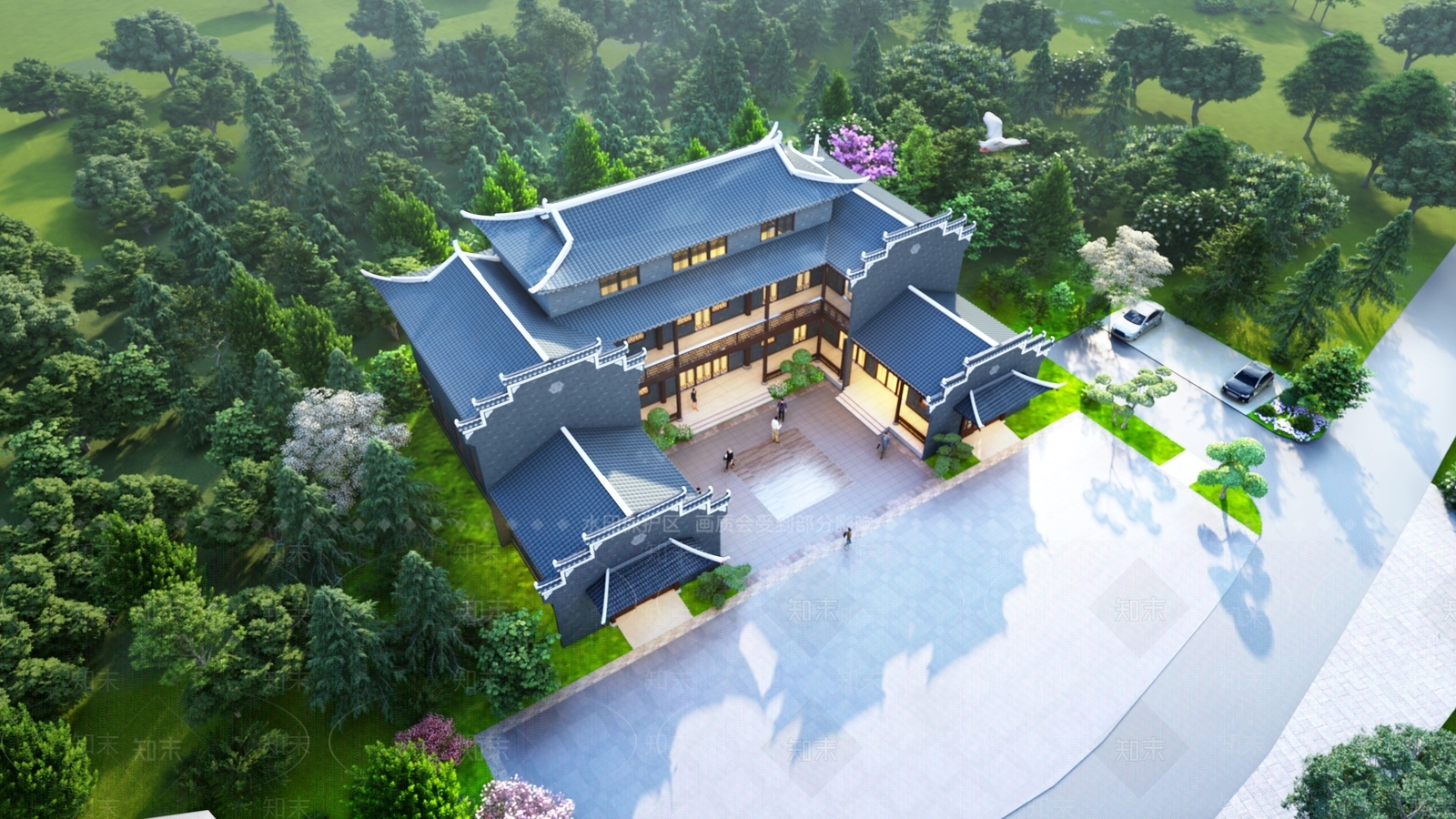 中式特色三合院SU模型下载【ID:1158850423】