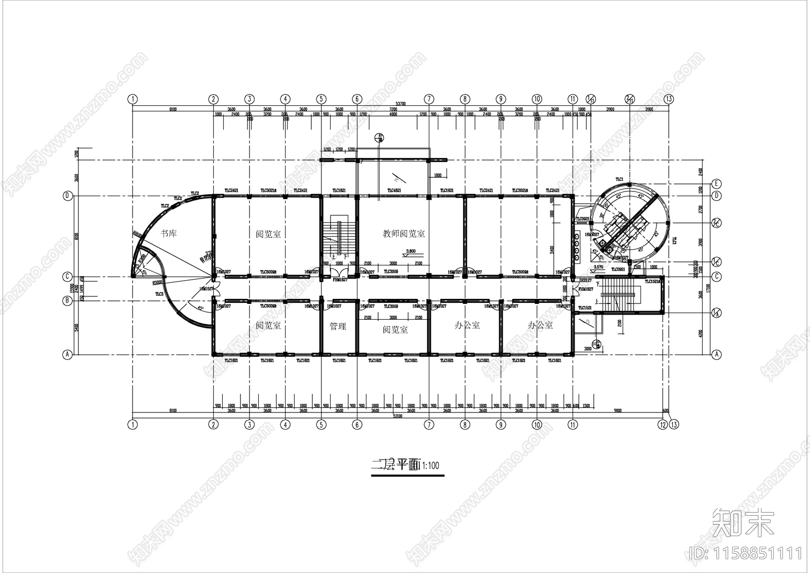 小学综合楼建筑图cad施工图下载【ID:1158851111】