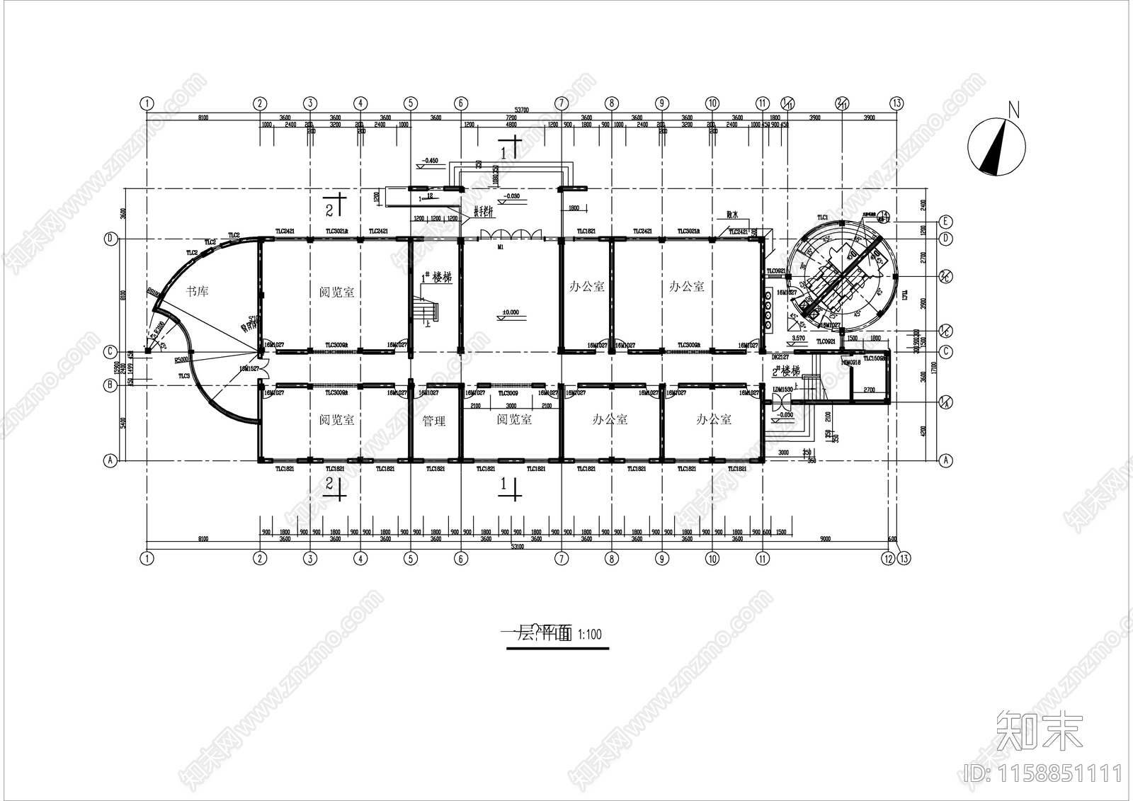 小学综合楼建筑图cad施工图下载【ID:1158851111】