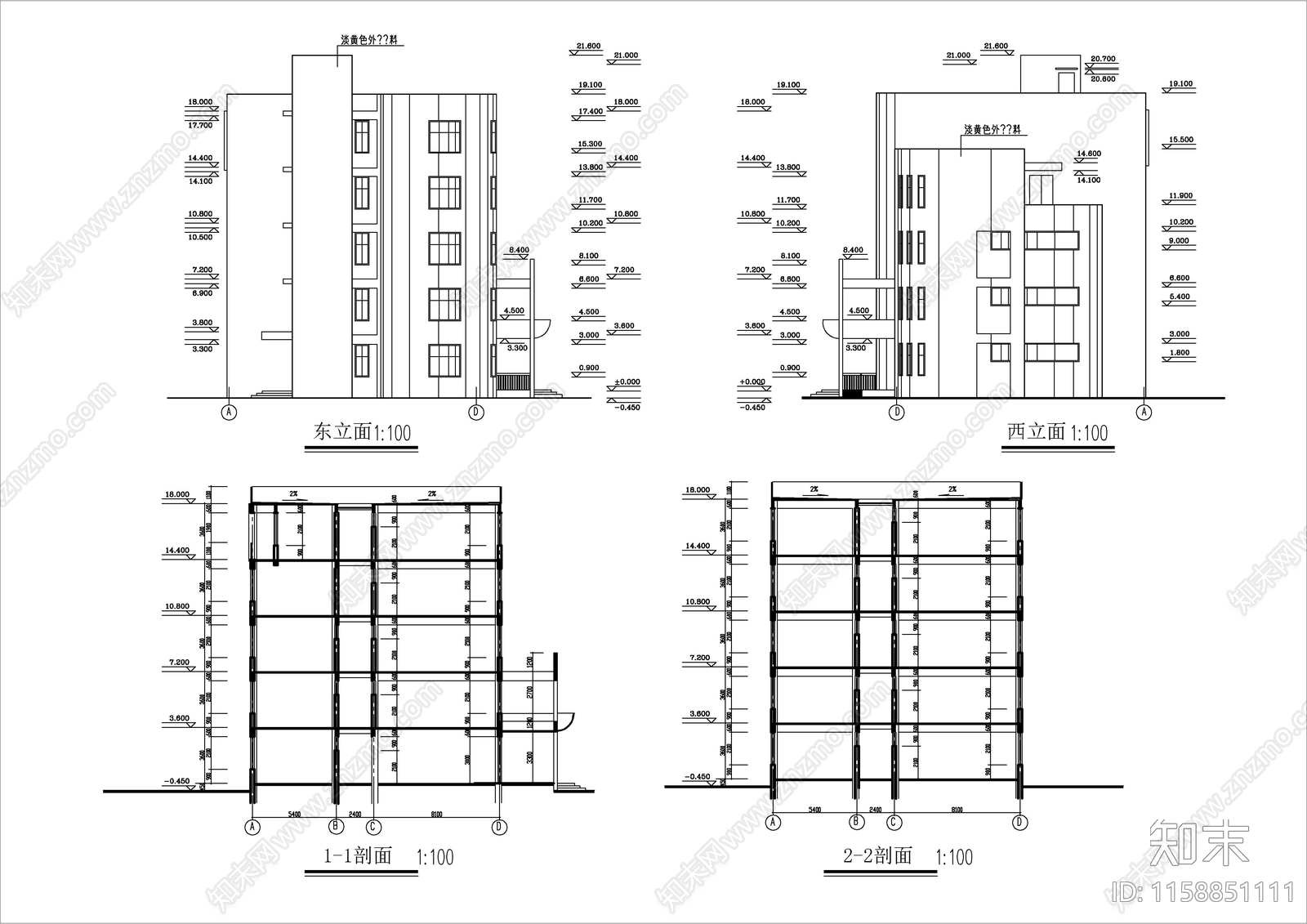 小学综合楼建筑图cad施工图下载【ID:1158851111】