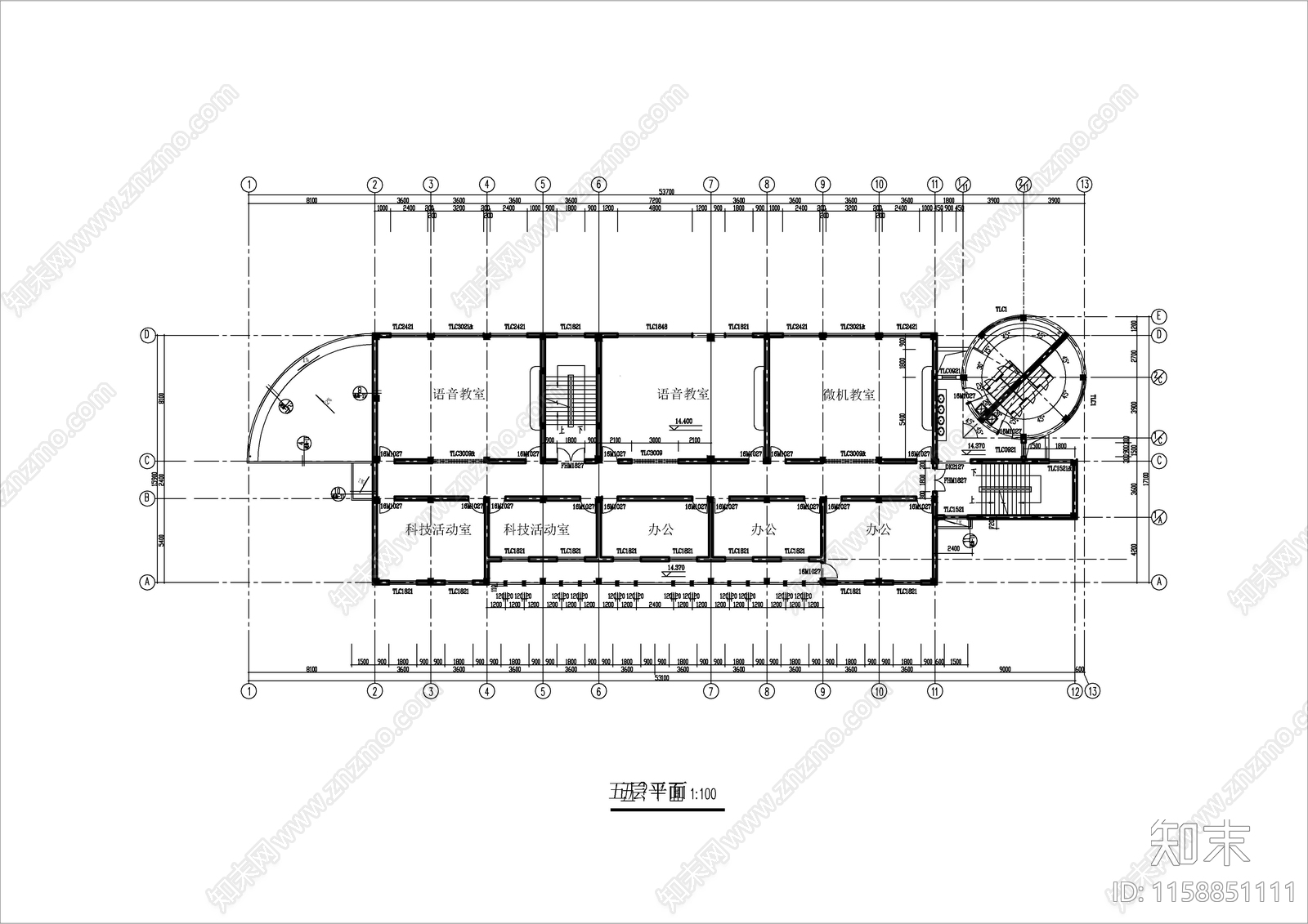 小学综合楼建筑图cad施工图下载【ID:1158851111】