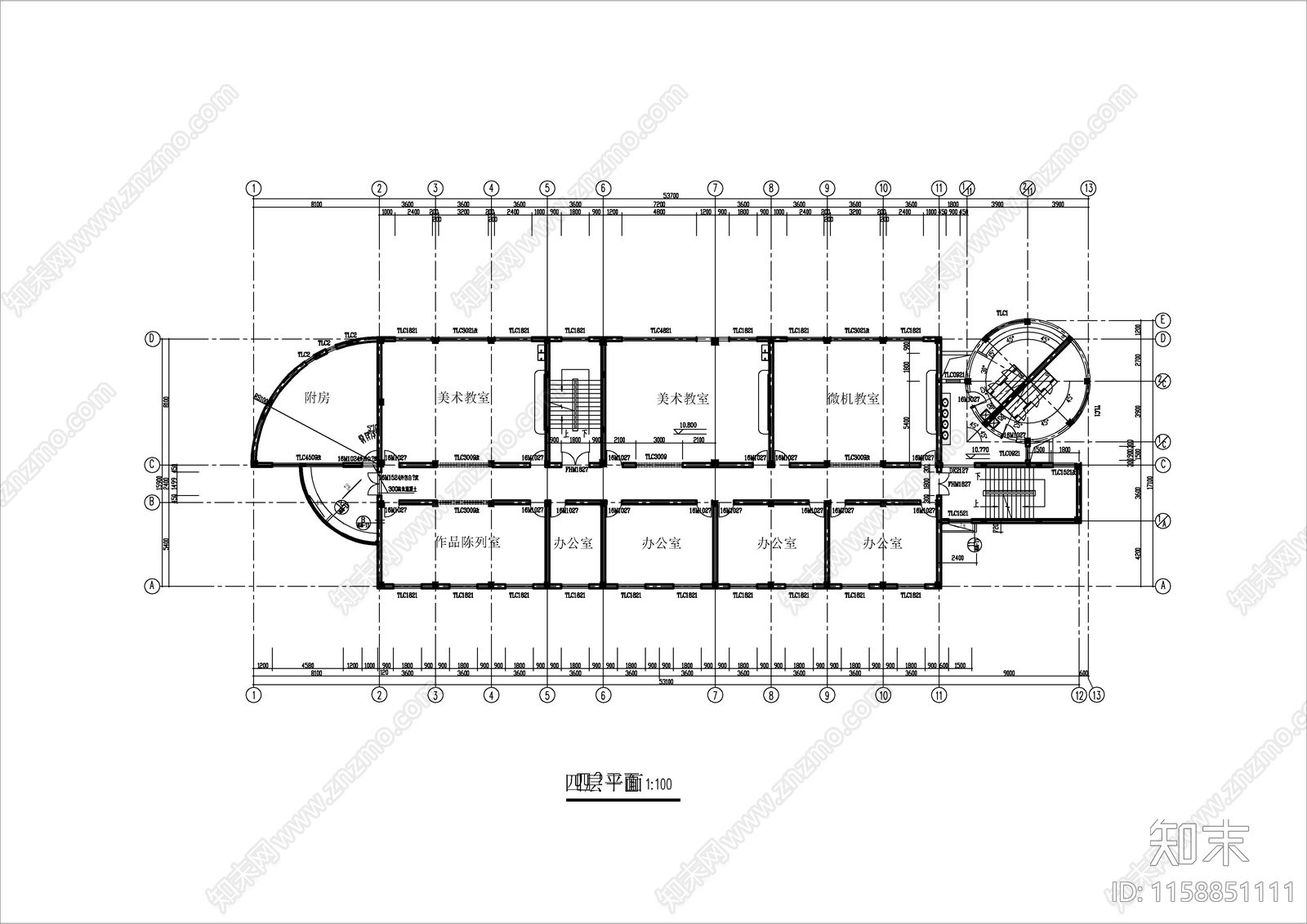 小学综合楼建筑图cad施工图下载【ID:1158851111】