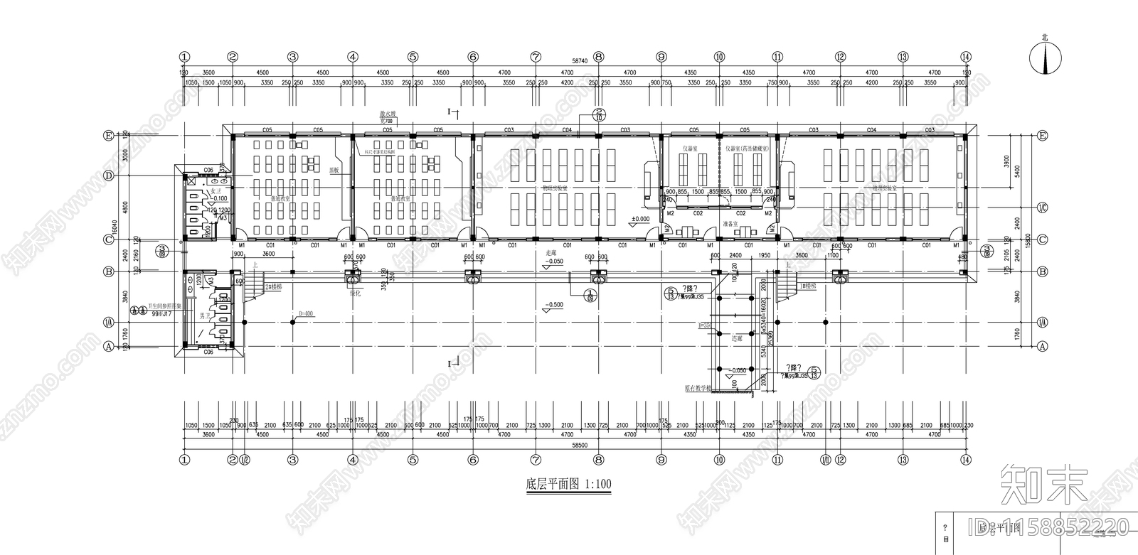 某中学教学实验楼建cad施工图下载【ID:1158852220】