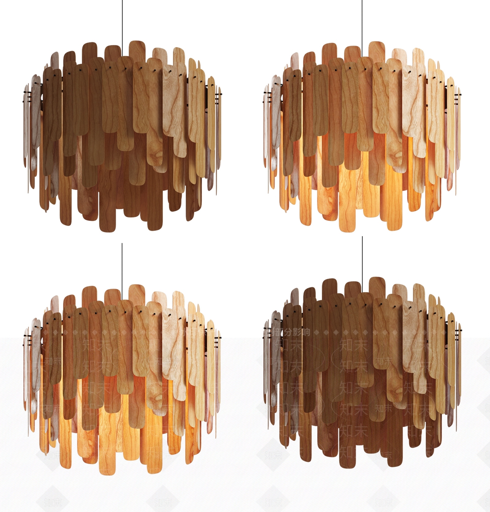 北欧实木圆形吊灯3D模型下载【ID:1158852448】