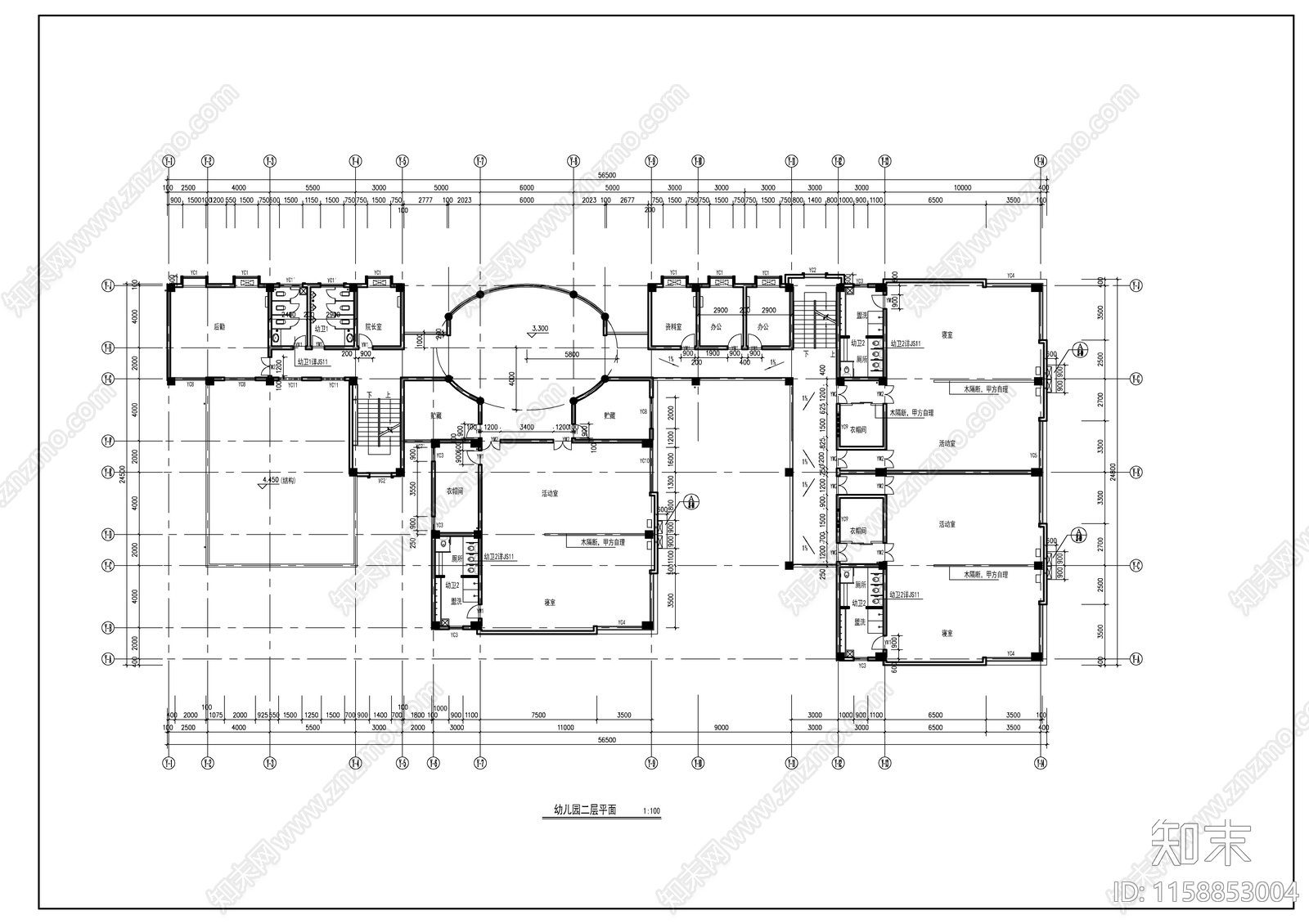 某幼儿园建筑平面图cad施工图下载【ID:1158853004】