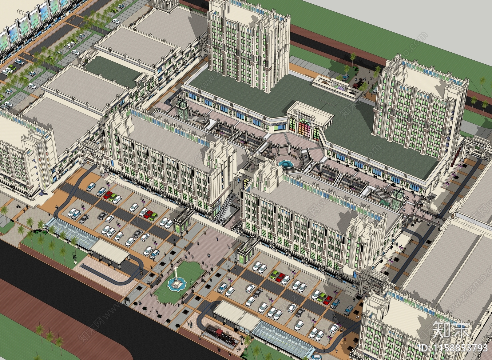 新古典大都会风格商业综合体商业街SU模型下载【ID:1158853793】