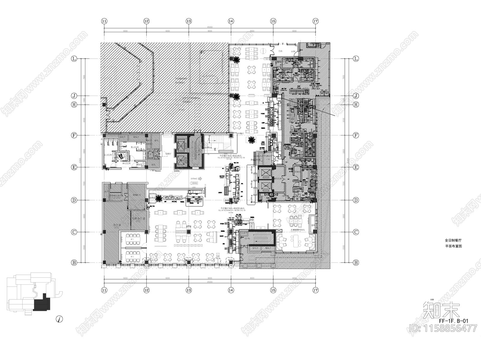 北京御马坊希尔顿逸林酒店cad施工图下载【ID:1158856477】