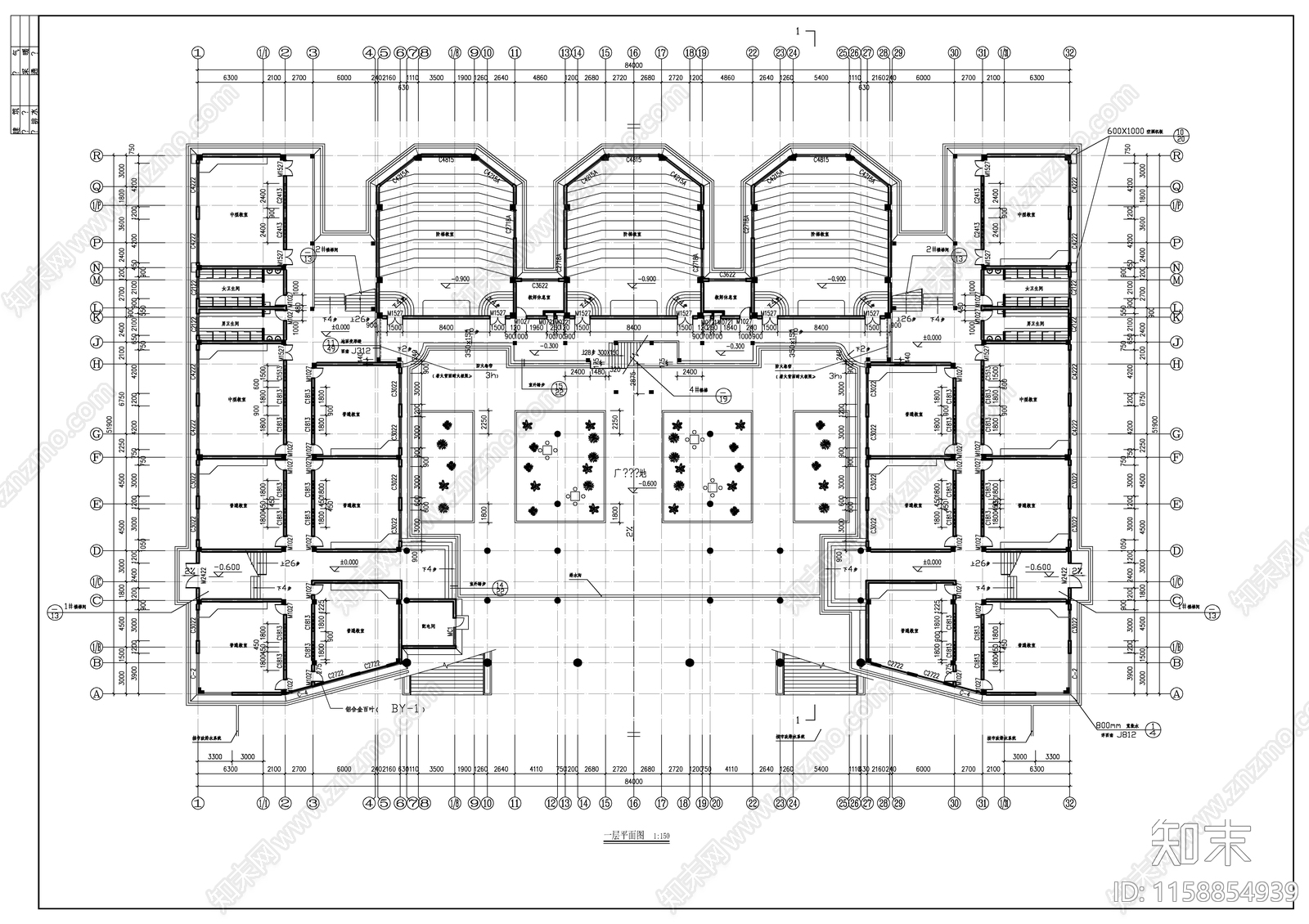 某学校教学综合楼建cad施工图下载【ID:1158854939】