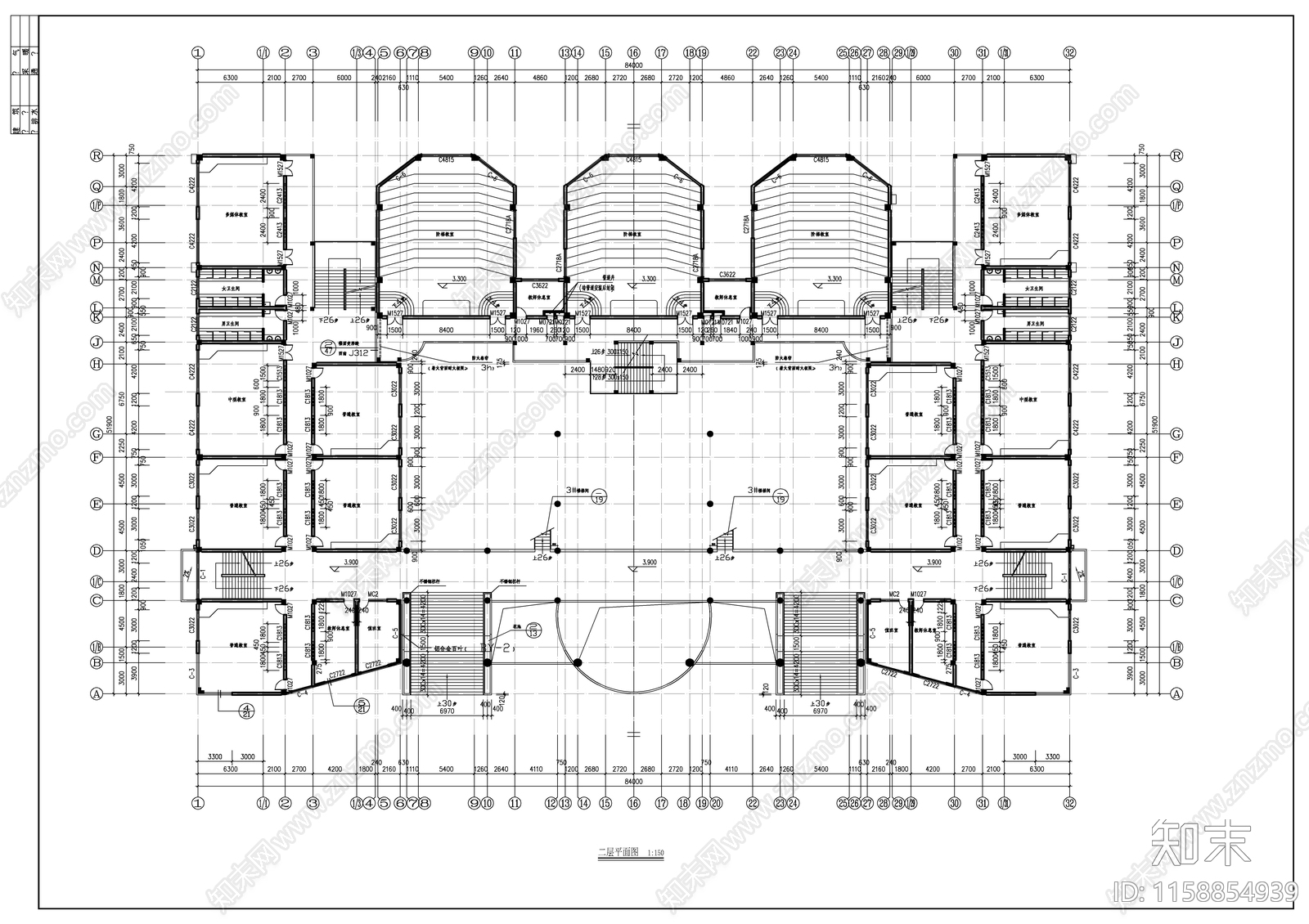 某学校教学综合楼建cad施工图下载【ID:1158854939】