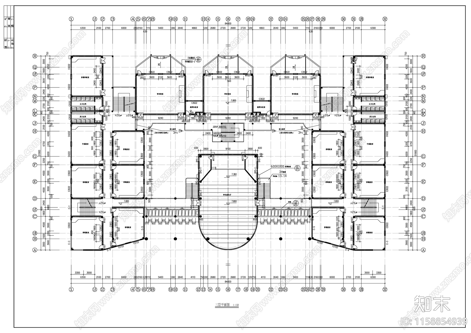 某学校教学综合楼建cad施工图下载【ID:1158854939】