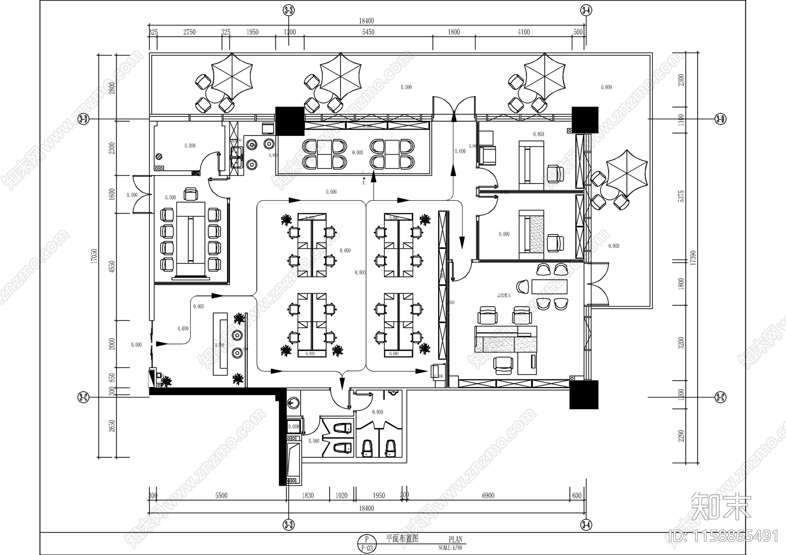 办公空间图库大全cad施工图下载【ID:1158865491】