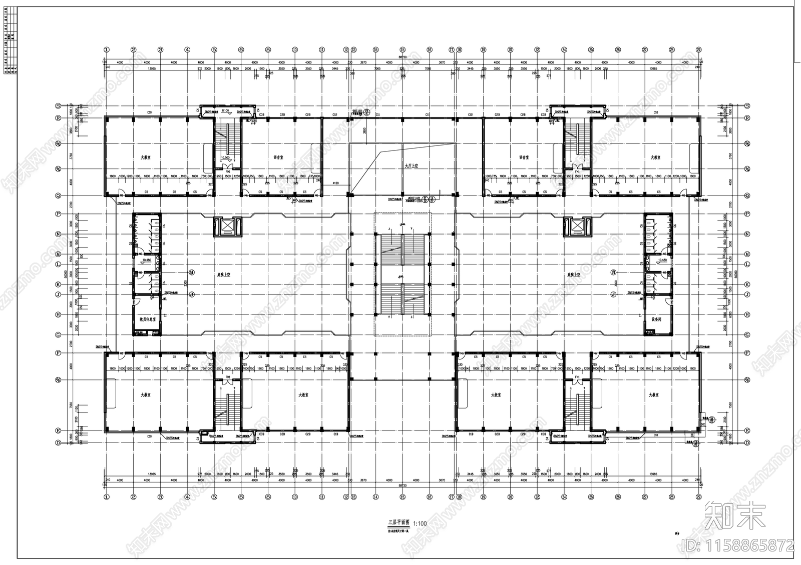 某教学楼建cad施工图下载【ID:1158865872】