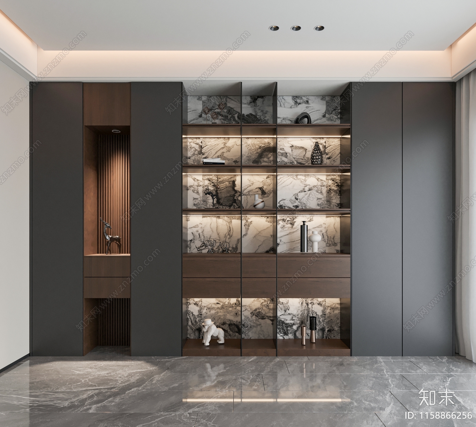 现代书柜施工图下载【ID:1158866256】