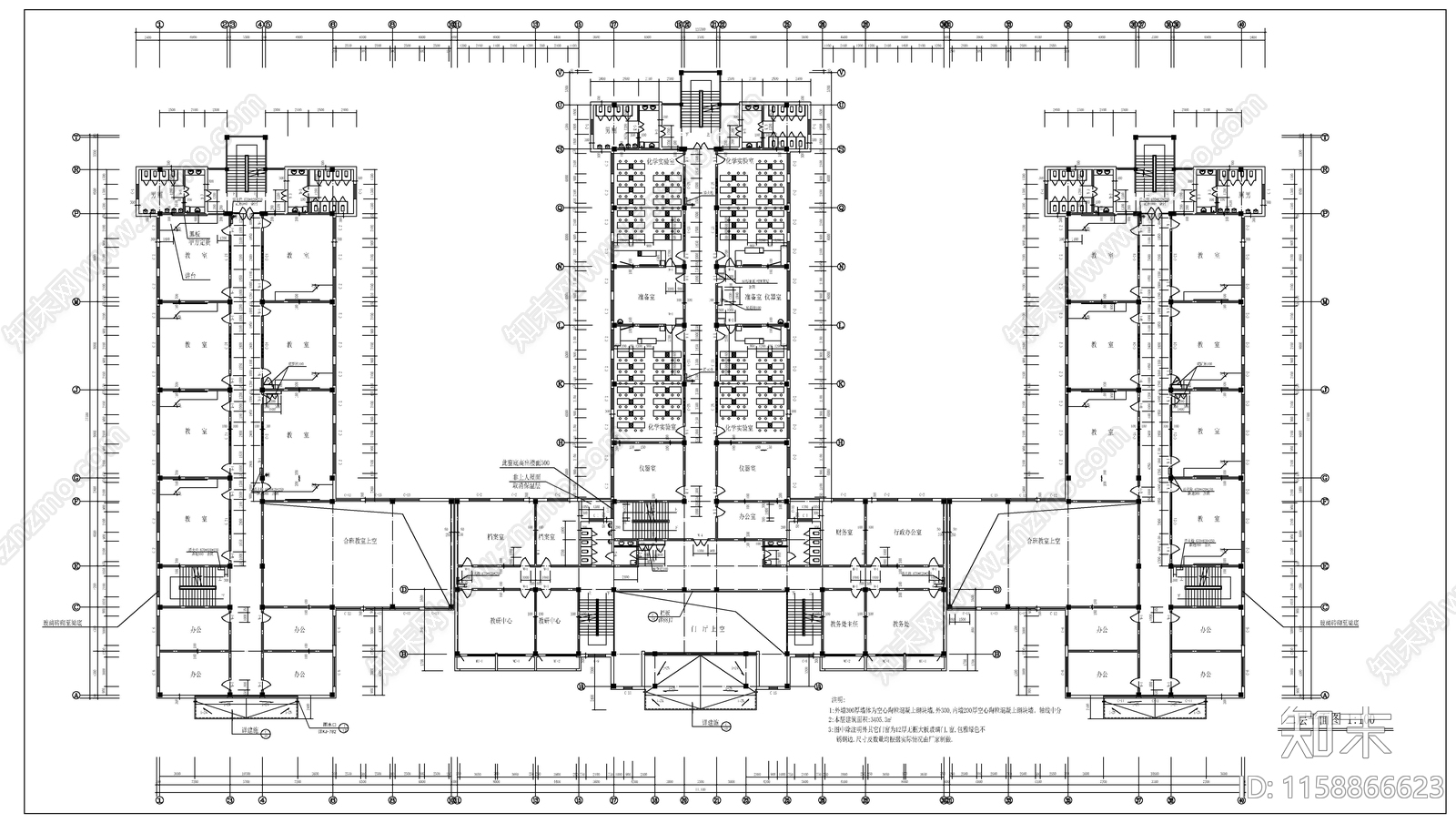 某教学楼建筑图cad施工图下载【ID:1158866623】
