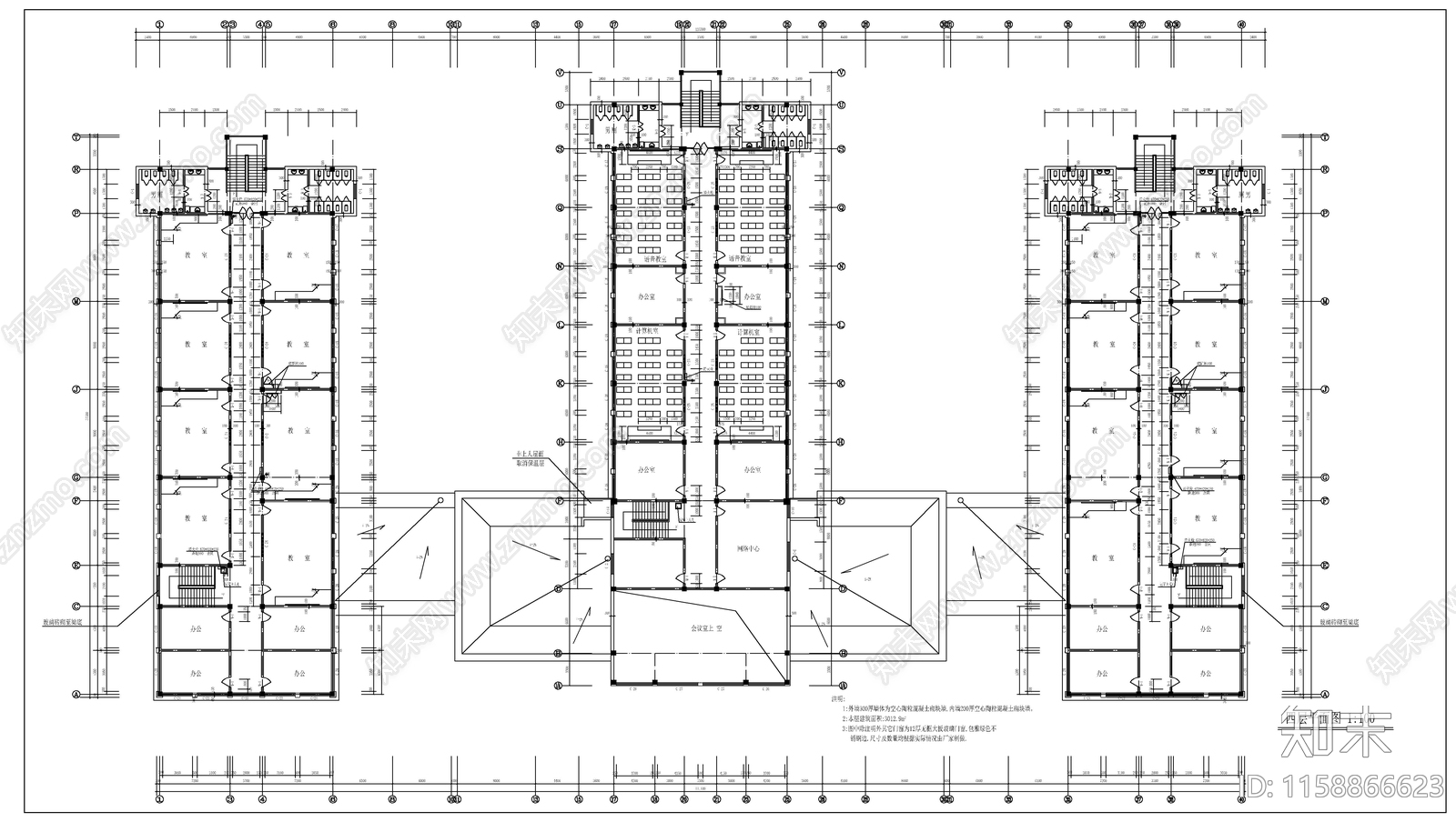 某教学楼建筑图cad施工图下载【ID:1158866623】