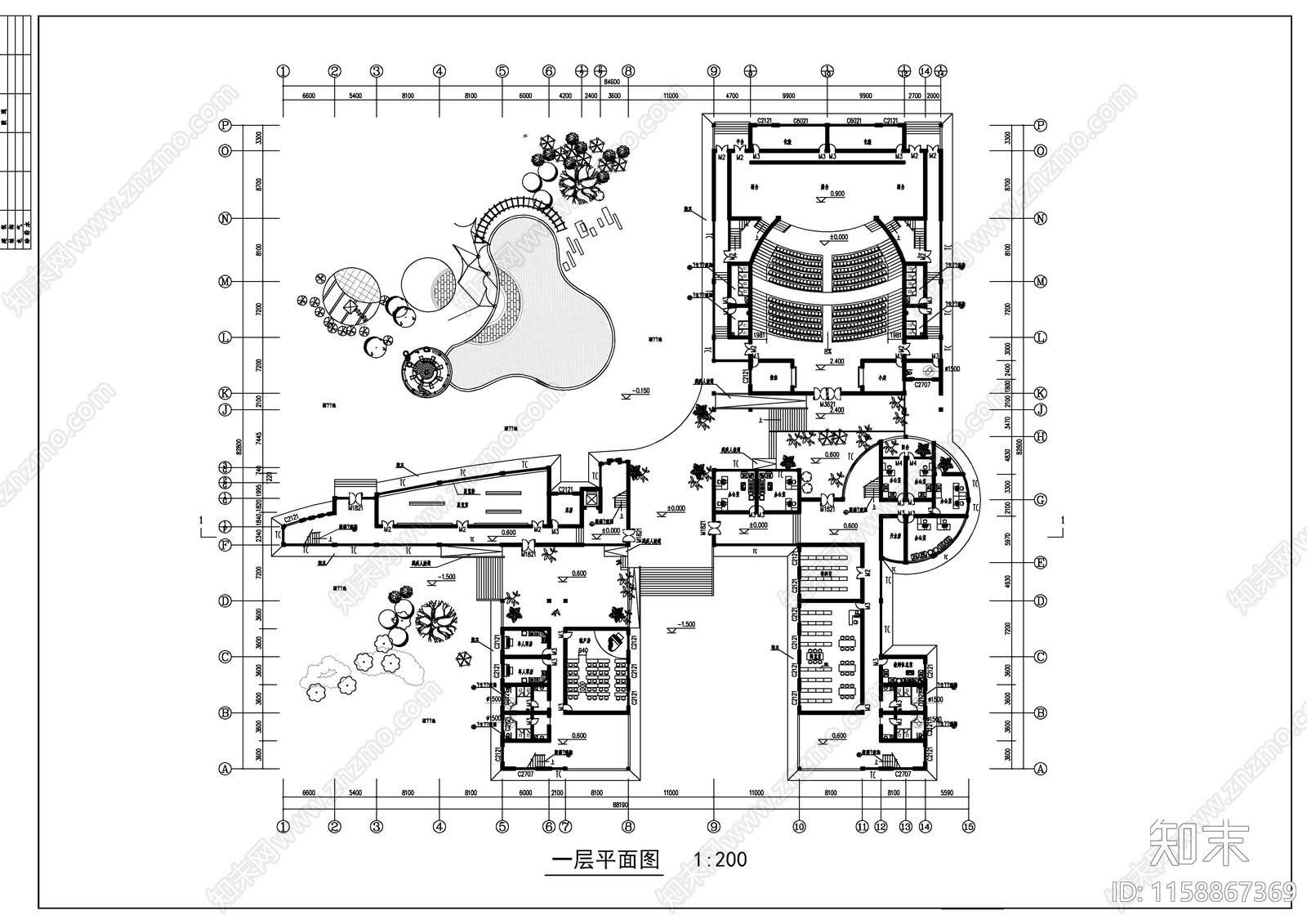 某高校艺术中心建筑图cad施工图下载【ID:1158867369】