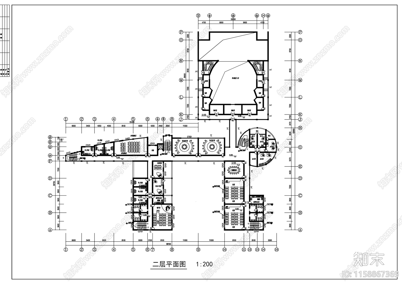 某高校艺术中心建筑图cad施工图下载【ID:1158867369】