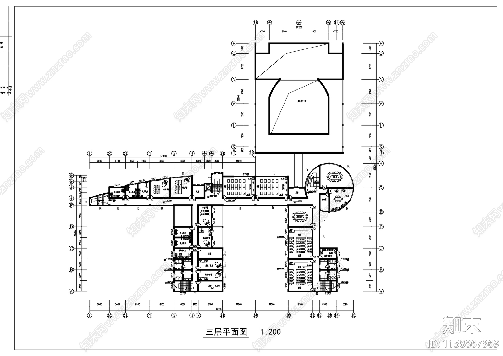 某高校艺术中心建筑图cad施工图下载【ID:1158867369】