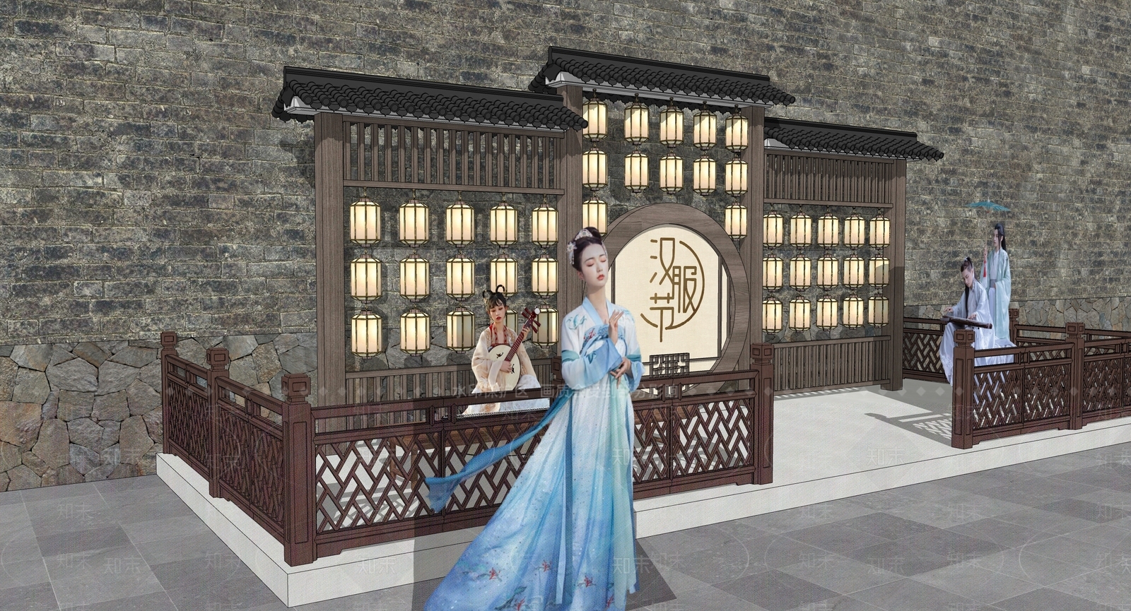中式屏风美陈SU模型下载【ID:1158868159】