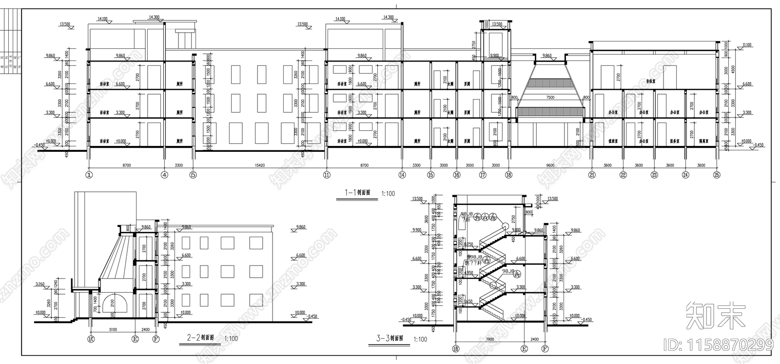 幼儿园建筑cad施工图下载【ID:1158870299】