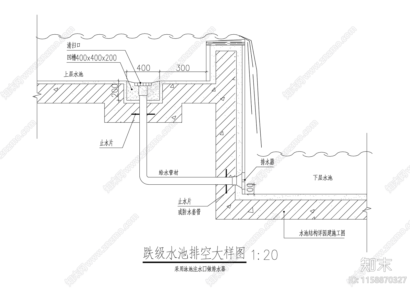 跌级水池排空大样图施工图下载【ID:1158870327】