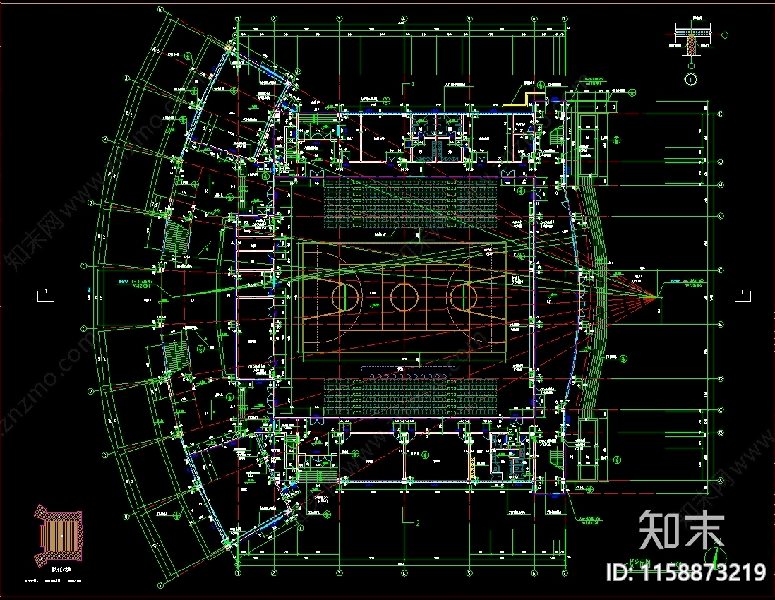 学校体育馆建筑设计图纸施工图下载【ID:1158873219】