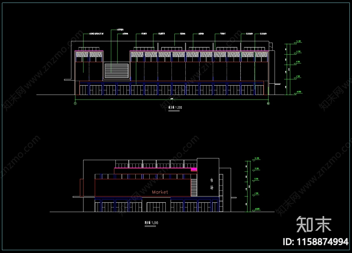 长56米宽42米农贸市场建cad施工图下载【ID:1158874994】