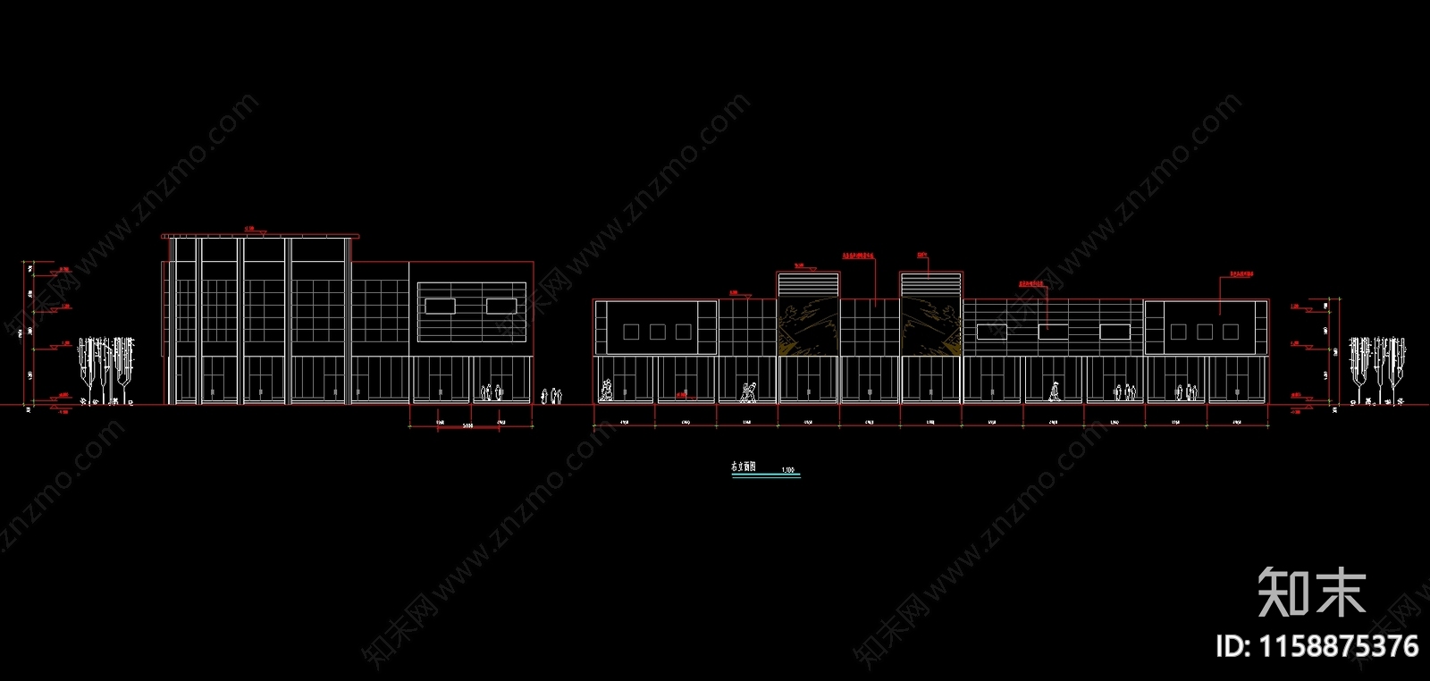 长160米宽16米3层建材市场建cad施工图下载【ID:1158875376】