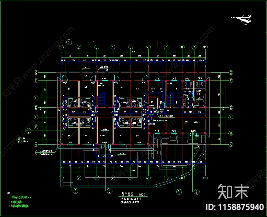 860m2红色基地游客接待中心工施工图下载【ID:1158875940】