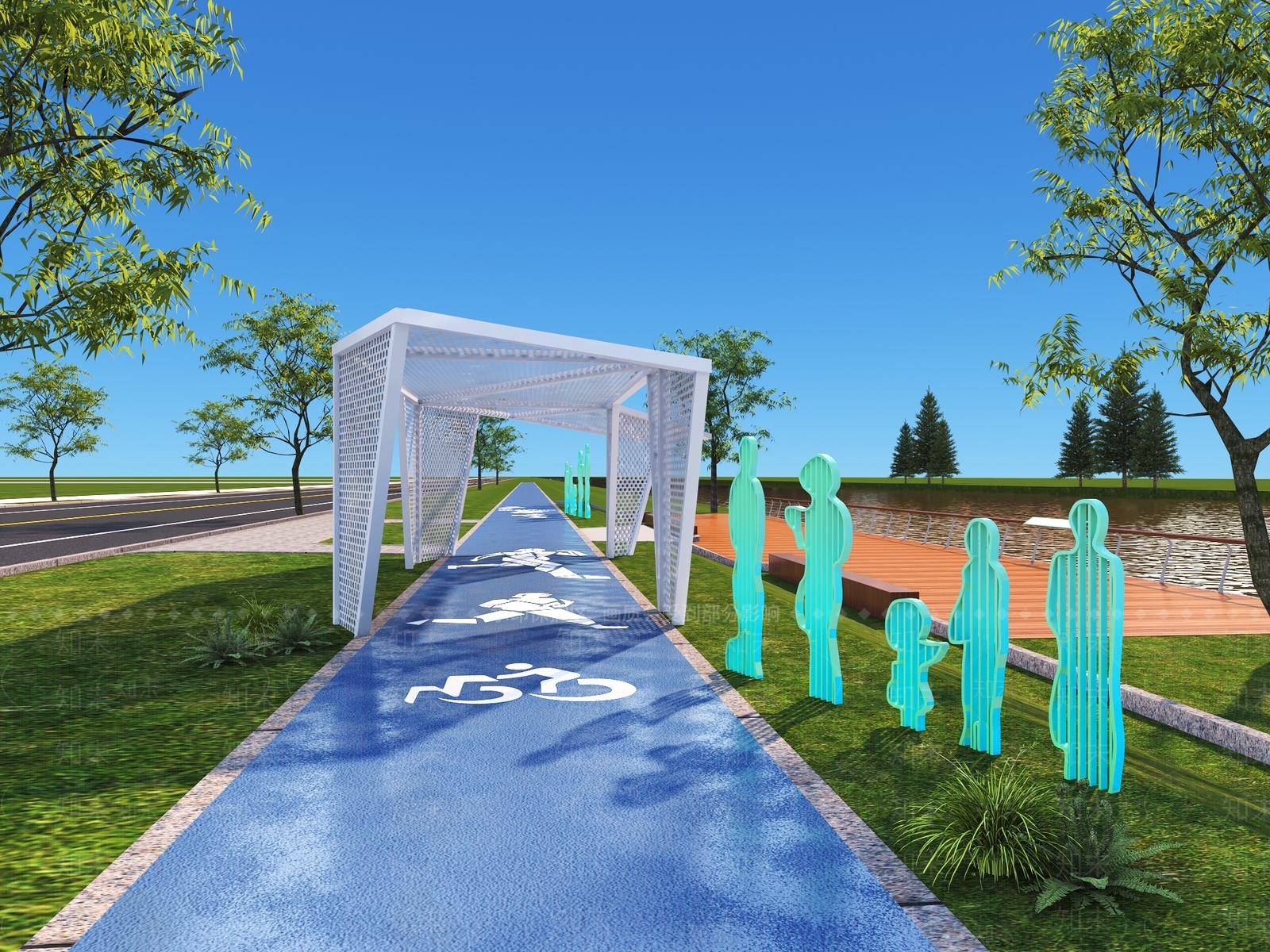 现代景观廊架3D模型下载【ID:1158875869】